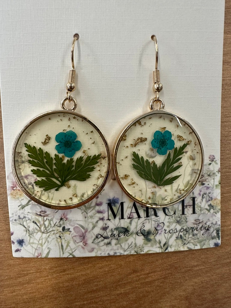 Daffodil & Jonquil dried flower drop earings