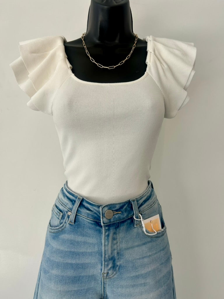 Flutter Sleeve top (Cream)