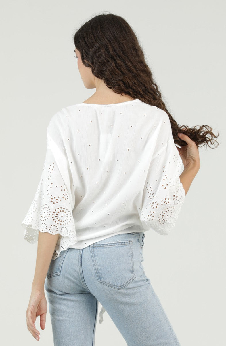 Angel eyelet Kimono Top