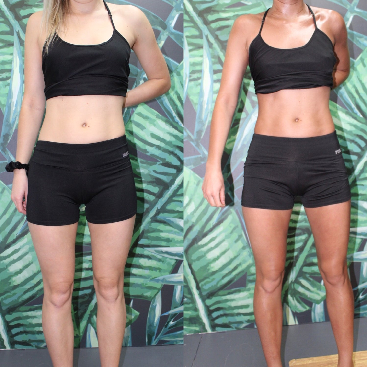 Before and after spray tan