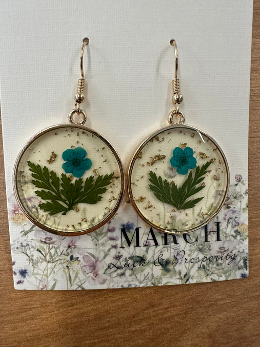 Daffodil & Jonquil dried flower drop earings