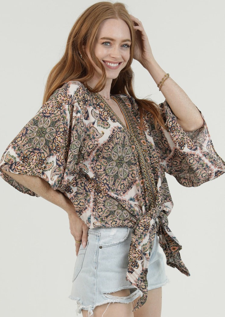 So chill paisley Kimono Top