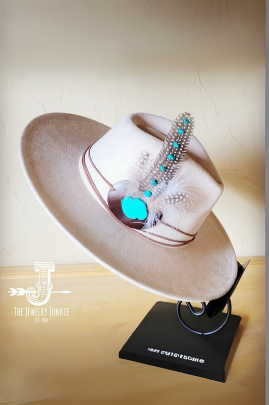 Turq Accent Guinea Feather&Leather HatBand Only