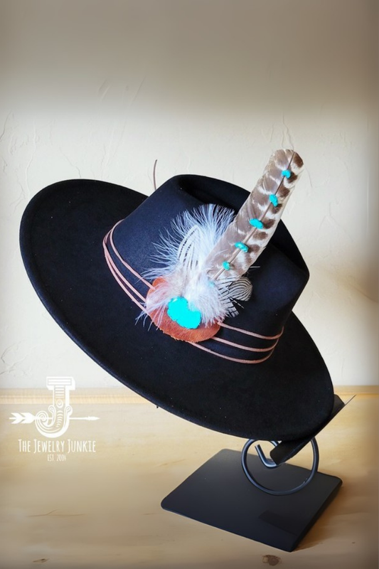 Turq Accent Turkey Feather&Leather Hatband only