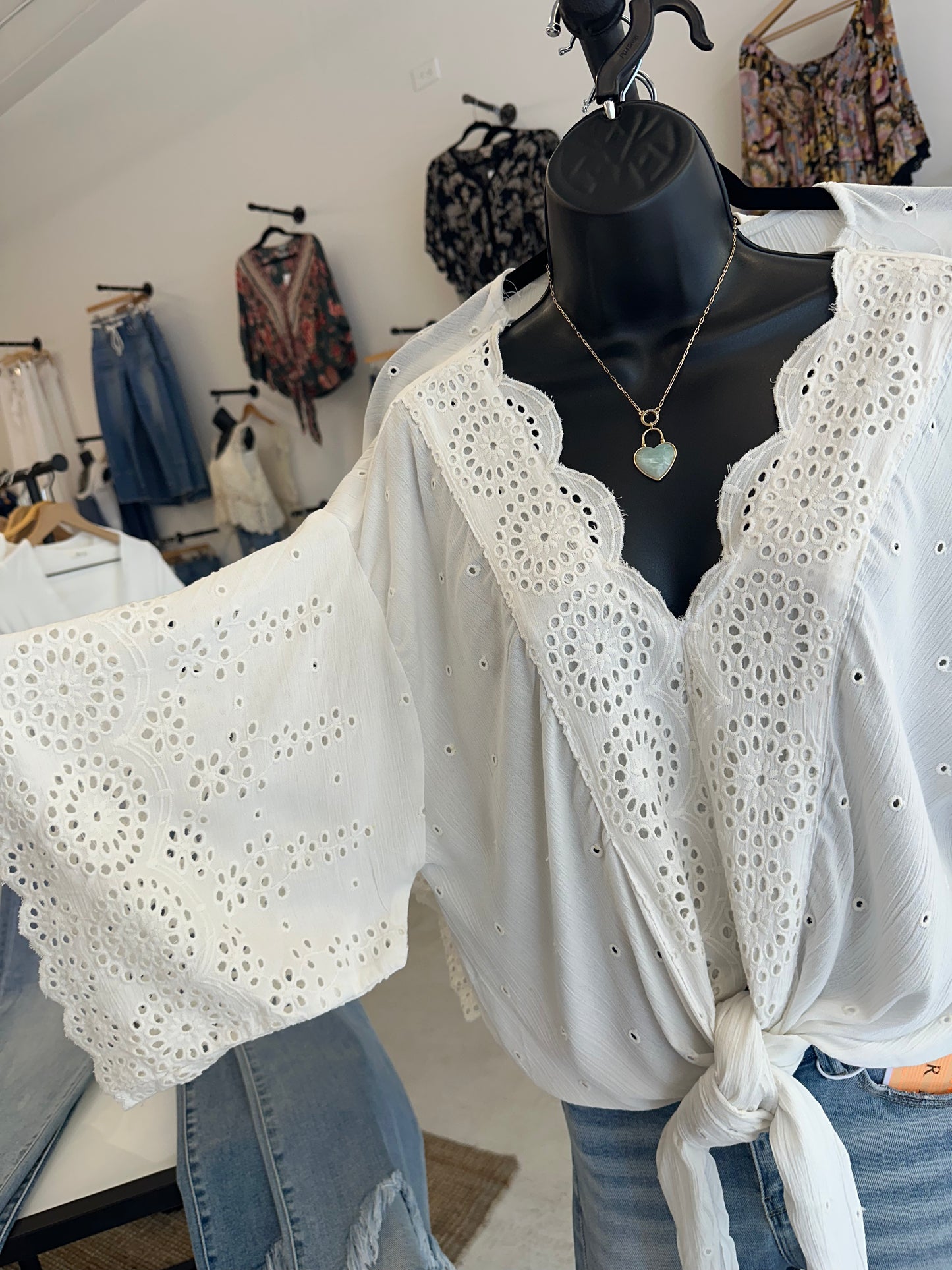 Angel eyelet Kimono Top