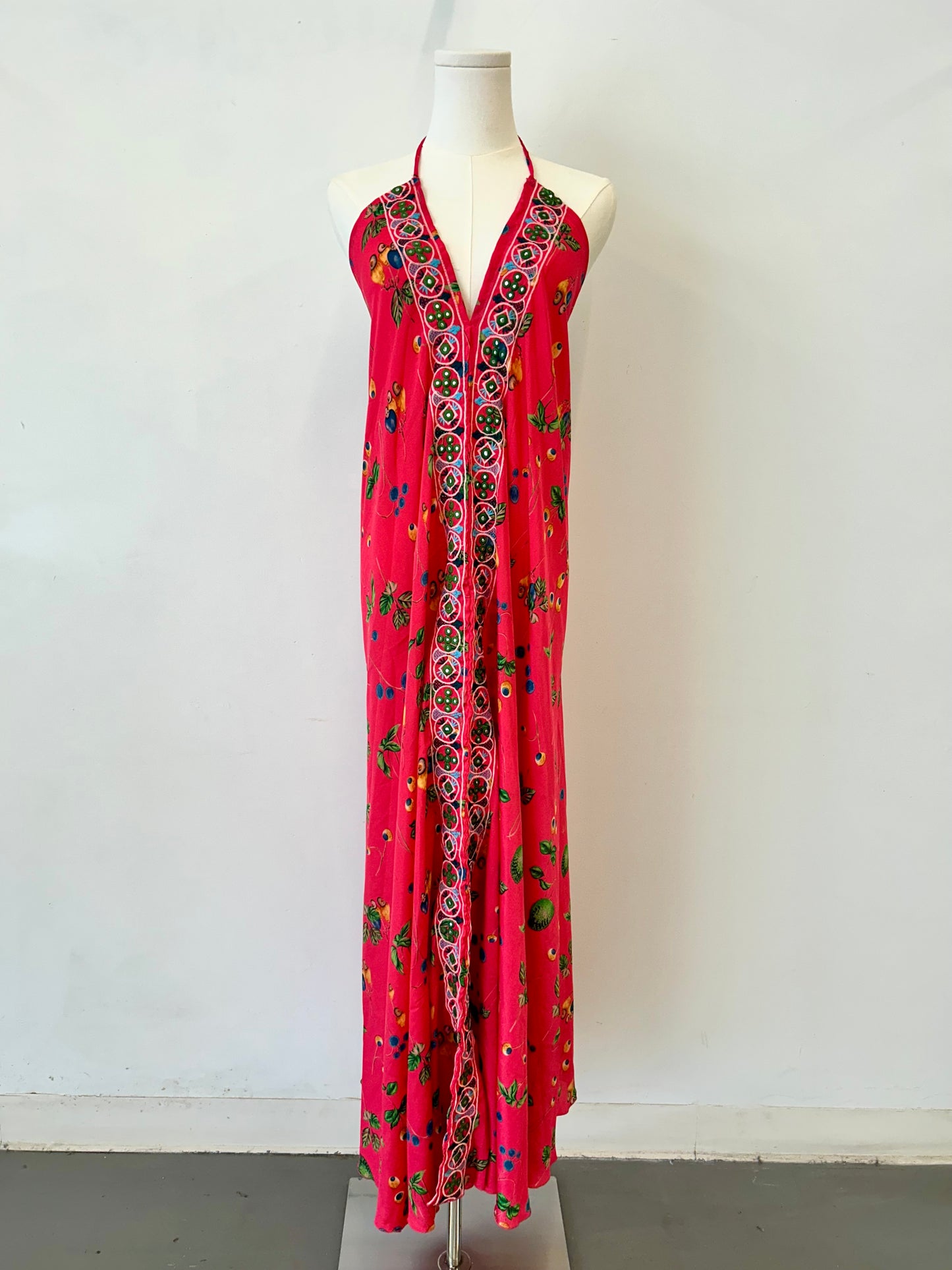 Berry Tropical Embroidered Dress