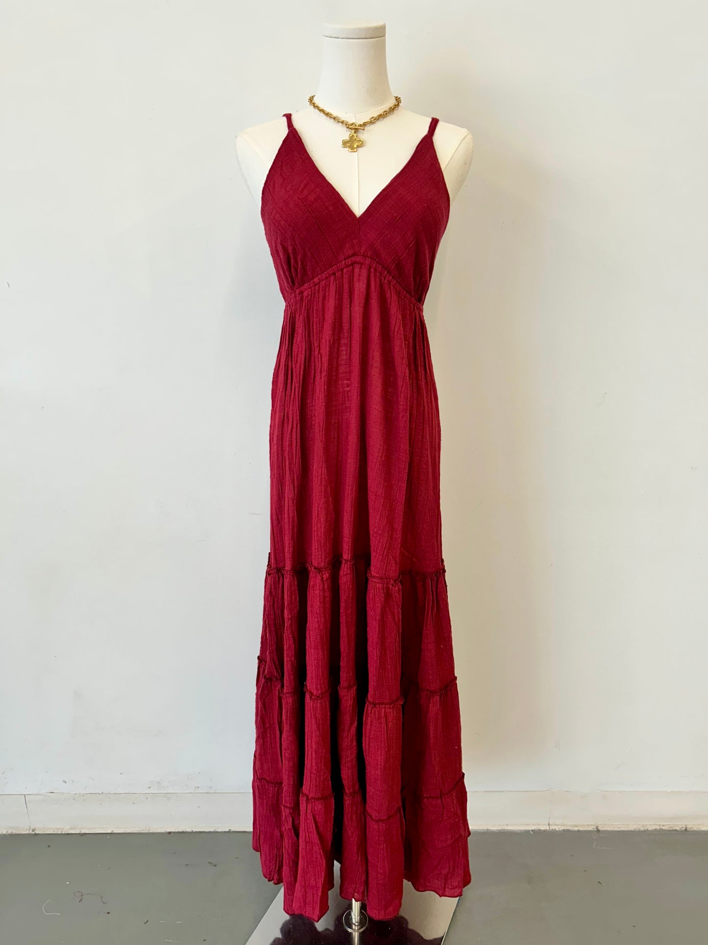Red Wine Cotton Dress