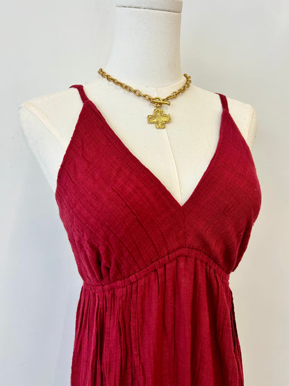 Red Wine Cotton Dress